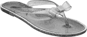 CLOVERLAY Women’s Jelly Sandals Rhinestone Bowtie Flip Flops Beach Slide Flat Sandals