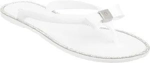 CLOVERLAY Women’s Jelly Sandals Rhinestone Bowtie Flip Flops Beach Slide Flat Sandals
