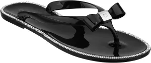 CLOVERLAY Women’s Jelly Sandals Rhinestone Bowtie Flip Flops Beach Slide Flat Sandals