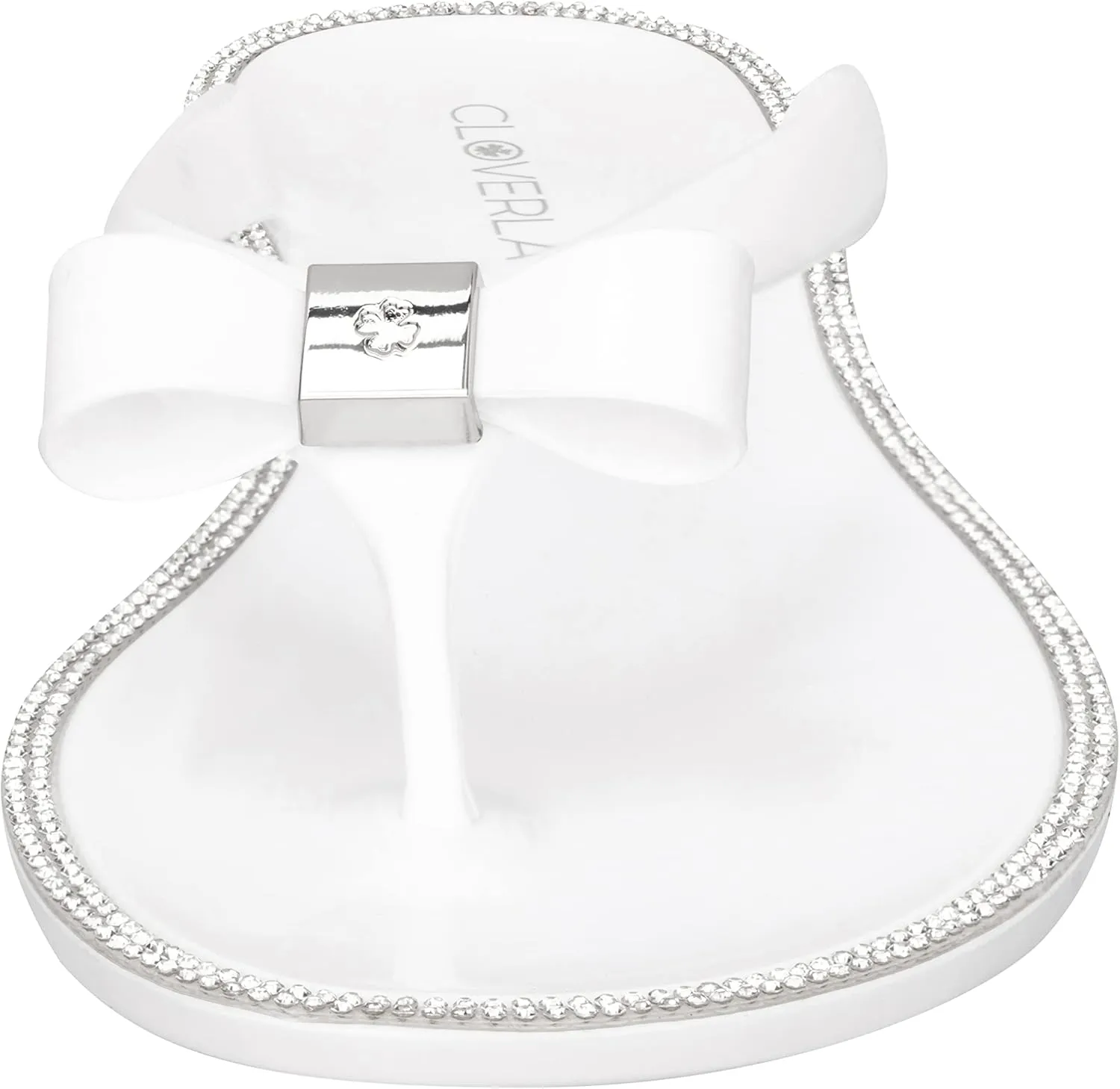 CLOVERLAY Women’s Jelly Sandals Rhinestone Bowtie Flip Flops Beach Slide Flat Sandals