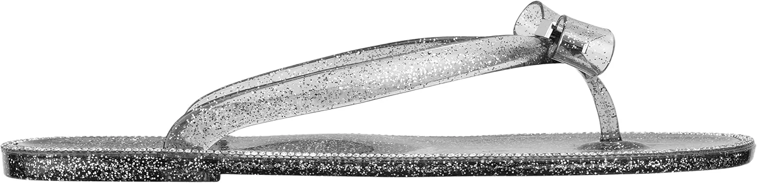 CLOVERLAY Women’s Jelly Sandals Rhinestone Bowtie Flip Flops Beach Slide Flat Sandals