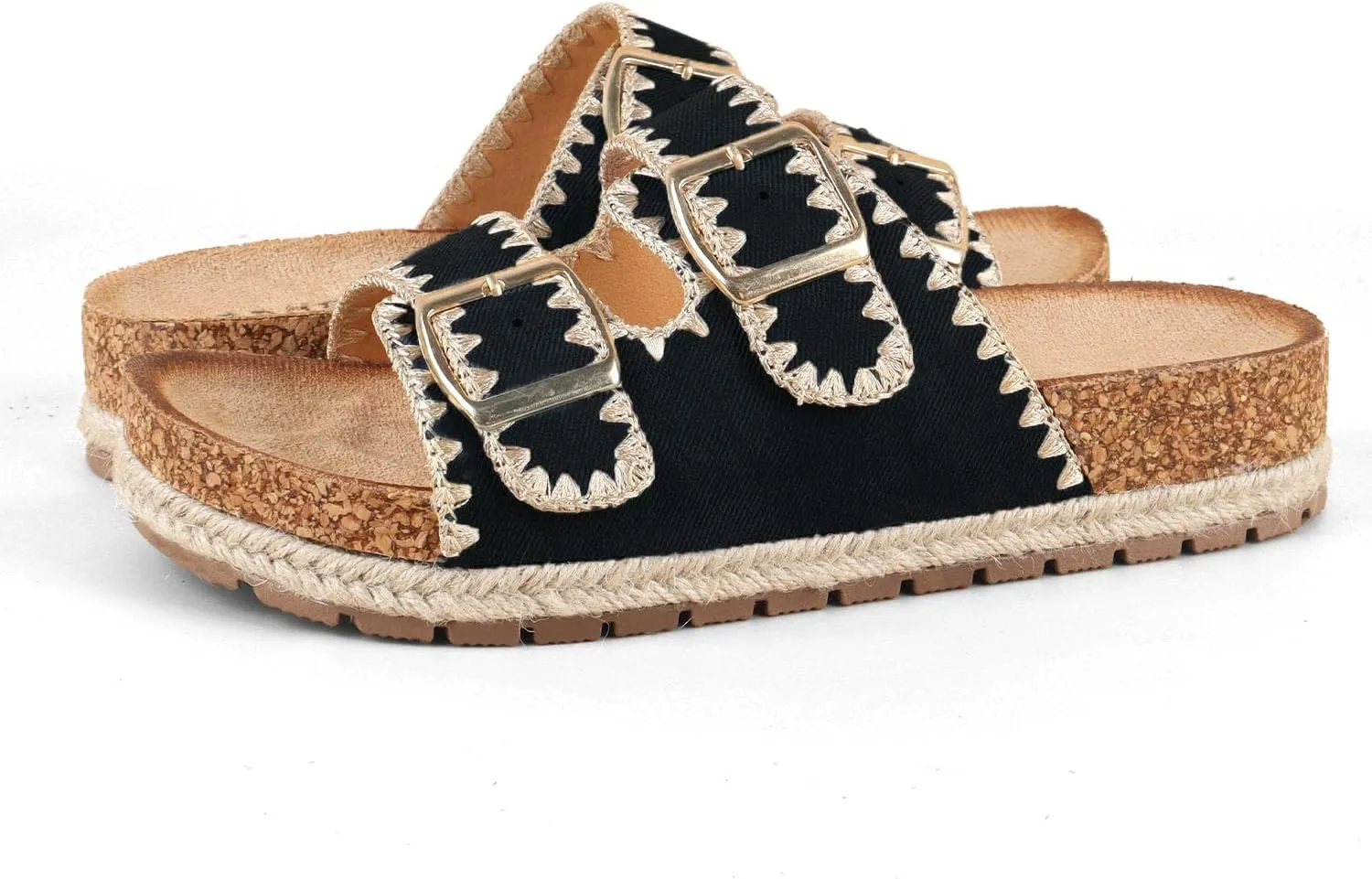 Comfortable Cork Sandals, Women's Open-Toe Slip On Buckle with Arch Support, Beach & Dressy Summer