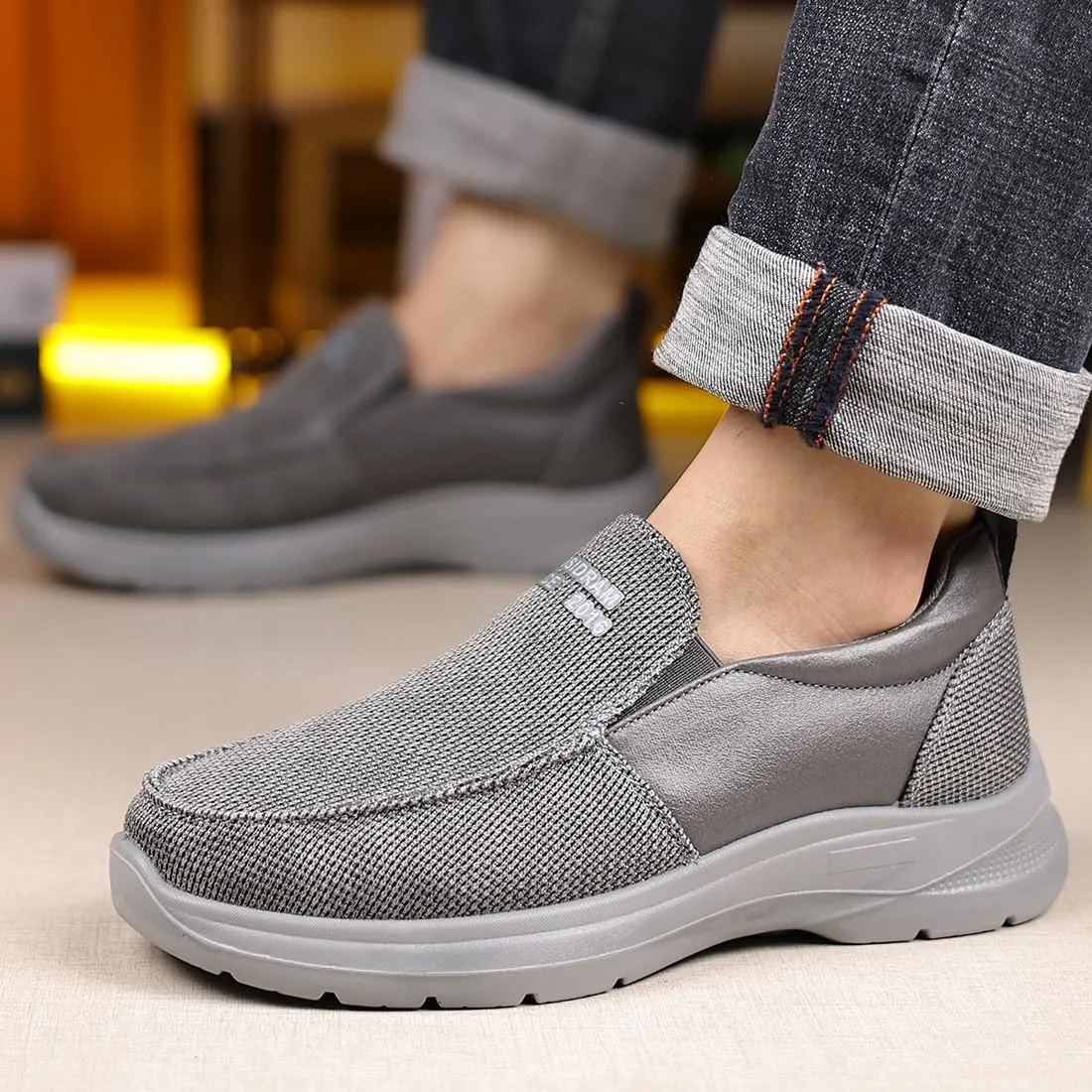 COSIDRAM Mens Casual Slip on Loafers Shoes Breathable Comfortable Non Slip Soft Walking Shoes Daily Flats