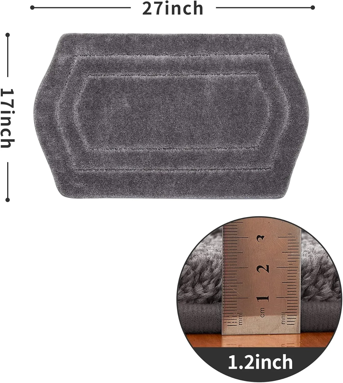 COSY HOMEER Extra Thick Bath Rugs for Bathroom - Anti-Slip Bath Linen Sets Mats Soft Plush Yarn Shaggy 100% Strong Polyeste Living Room Bedroom Water Absorbent(Grey,17x27 - Inches)