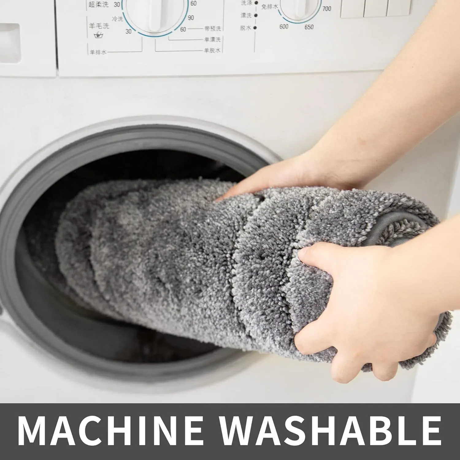 COSY HOMEER Extra Thick Bath Rugs for Bathroom - Anti-Slip Bath Linen Sets Mats Soft Plush Yarn Shaggy 100% Strong Polyeste Living Room Bedroom Water Absorbent(Grey,17x27 - Inches)