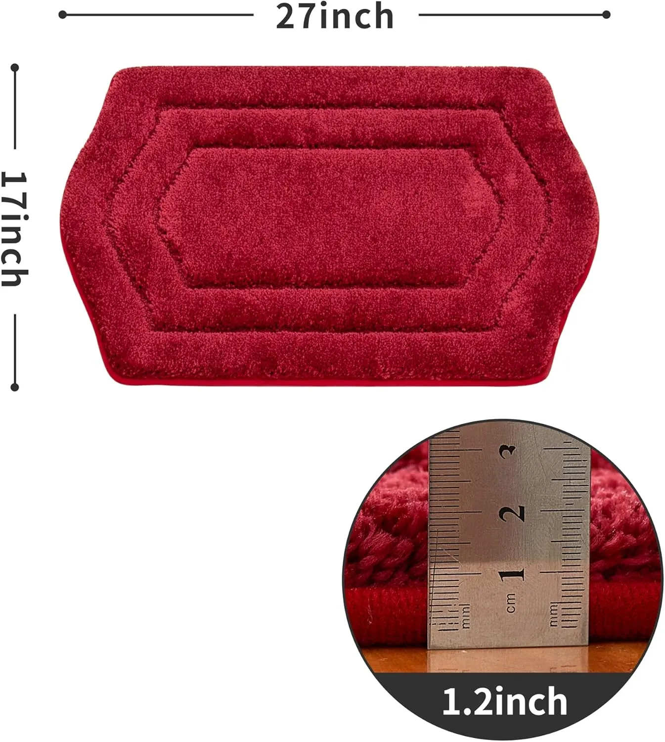 COSY HOMEER Extra Thick Bath Rugs for Bathroom - Anti-Slip Bath Linen Sets Mats Soft Plush Yarn Shaggy 100% Strong Polyester Living Room Bedroom Water Absorbent(Red,17x27 - Inches)
