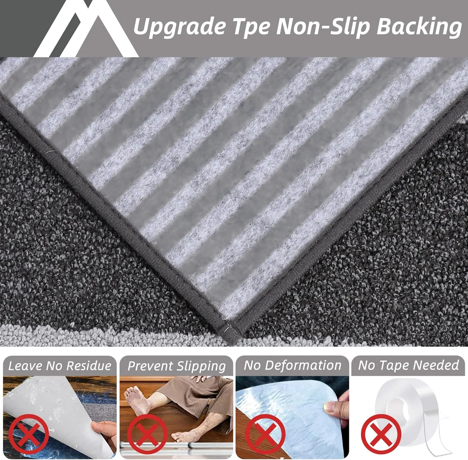COSY HOMEER Soft Stair Treads Non-Slip Carpet Mat 28inX9in Indoor Stair Runners for Wooden Steps,Stair Rugs for Kids and Dogs, 100% Polyester TPE Backing 7pcs,Black,Square