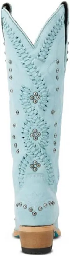 Cowboy Boots for Women, Knee High Western Cowgirl Boots Pointed Toe Chunky Heel Pull on Zipper Fashion Vintage Tall Shoes