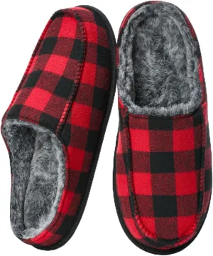 Cozylook Men's Slip-on Slippers, Memory Foam Padded House Moccasins, Non-Slip Sole Indoor/Outdoor, Soft Plush Lining, Cozy Gifts, Sizes 8-15