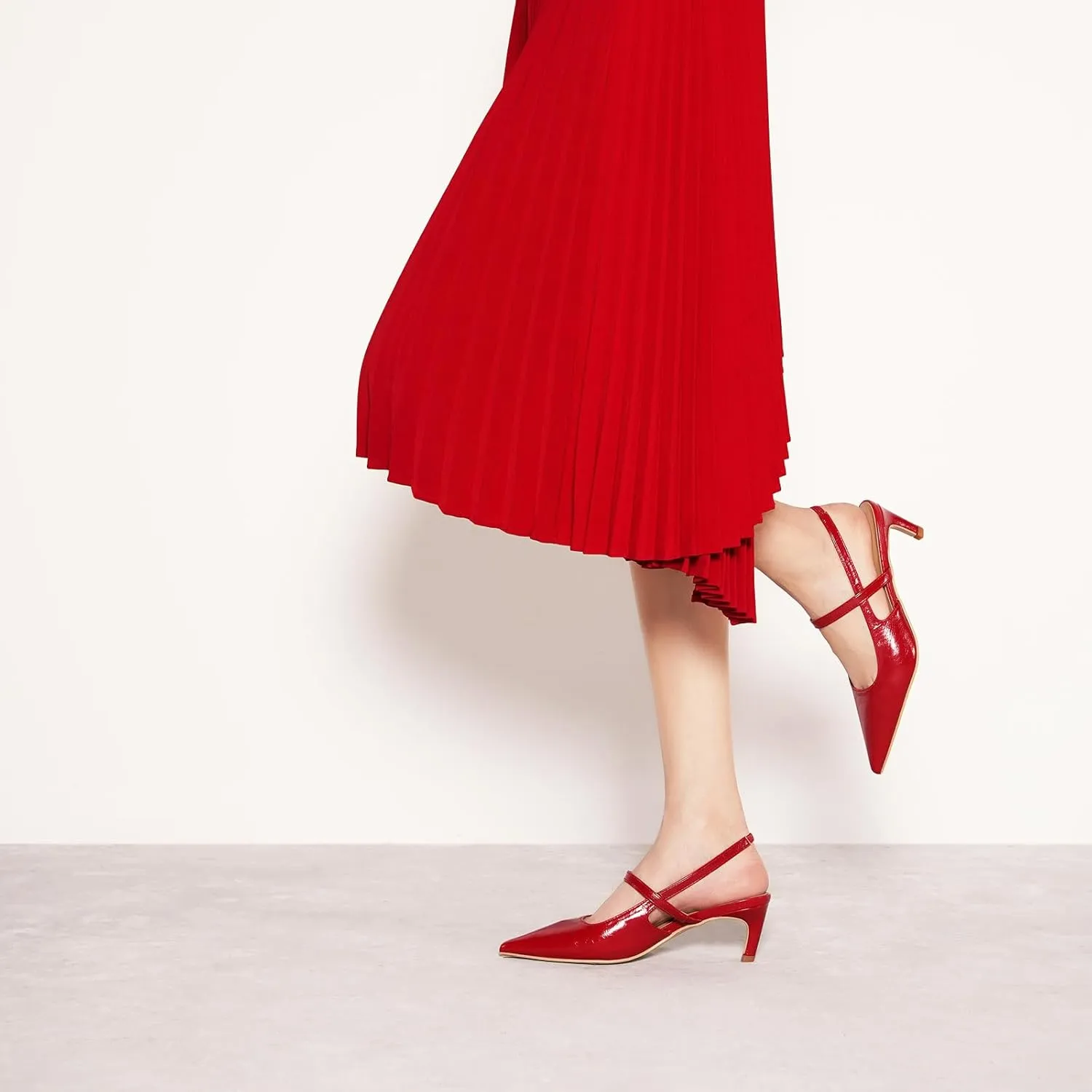 C.Paravano Women's Slingback Flats & Heels - Pointed Toe, Ankle Strap, Comfortable Leather Dress Shoes