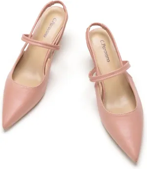C.Paravano Women's Slingback Flats & Heels - Pointed Toe, Ankle Strap, Comfortable Leather Dress Shoes