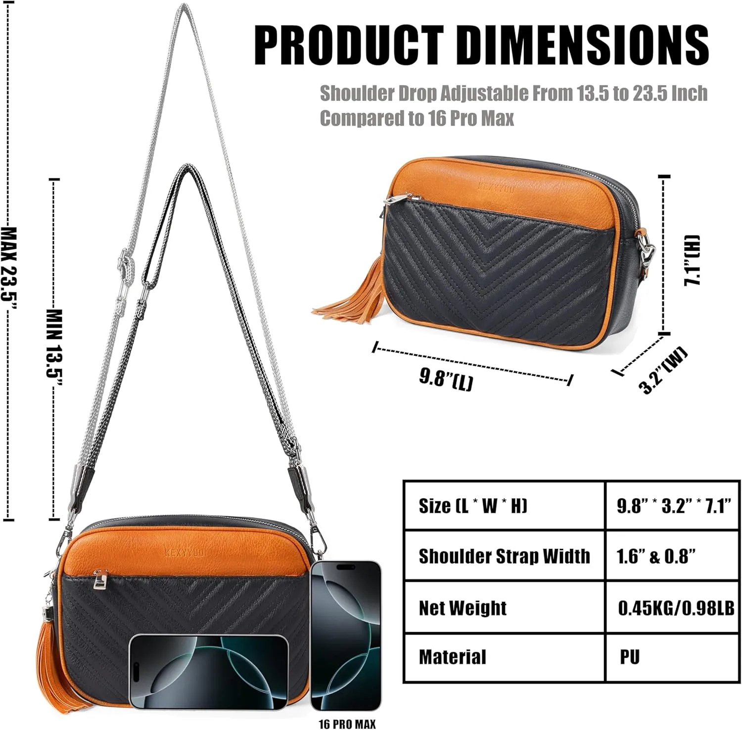 Crossbody Bags for Women Soft Leather Crossbody Purses Small Shoulder Handbags with Two Adjustable Straps