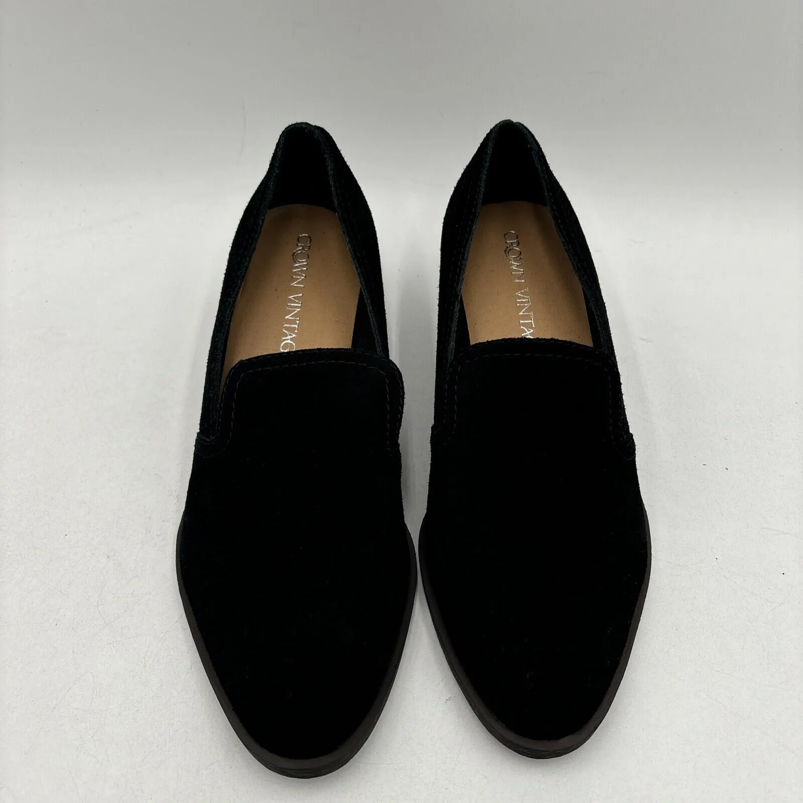 Crown Vintage Samali Loafer in Black Suede Size 7M - Very Good