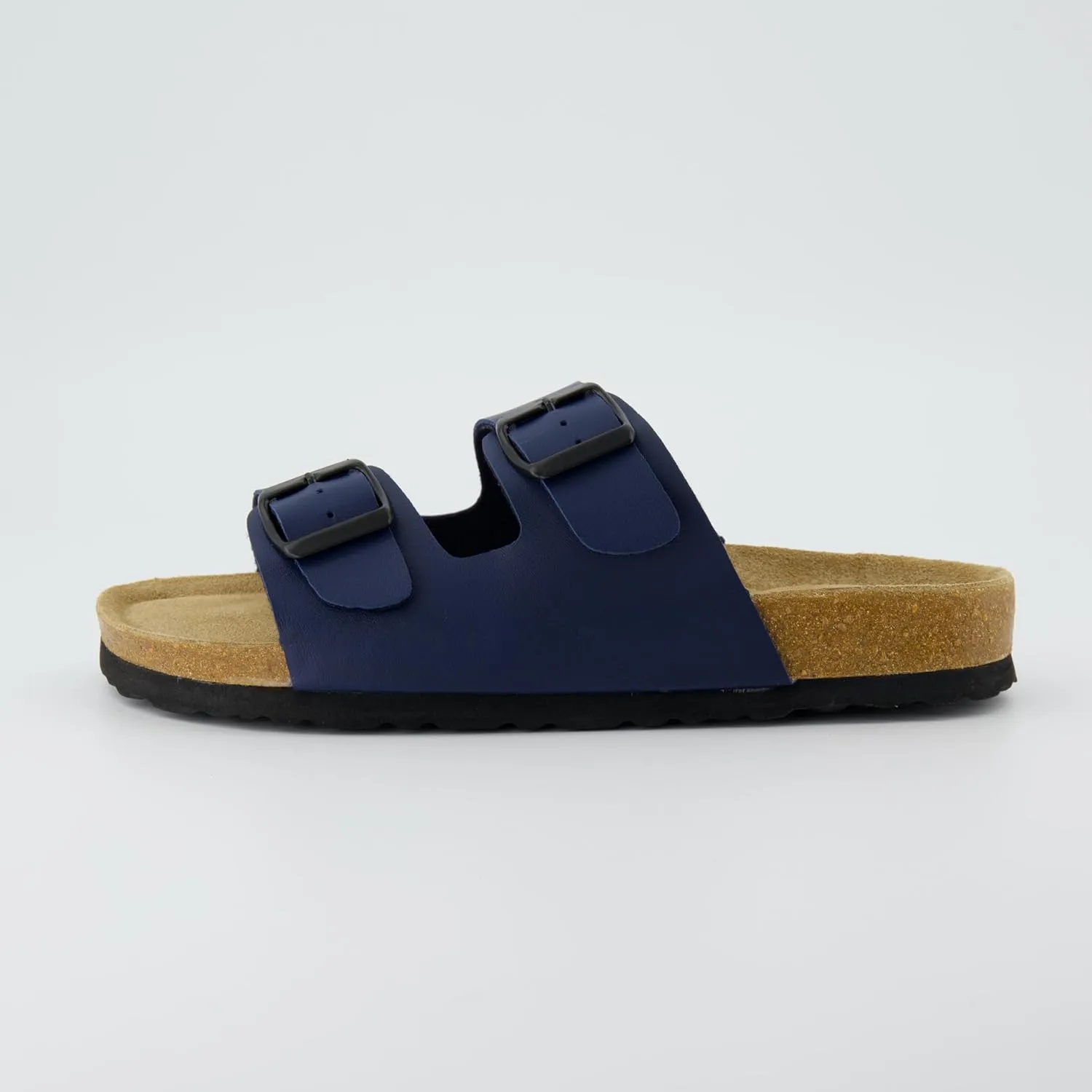CUSHIONAIRE Lane Cork Footbed Sandals for Women – Comfortable Double Buckle Slip-On with Genuine Suede Footbed & Arch Support Slides for Women Footwear
