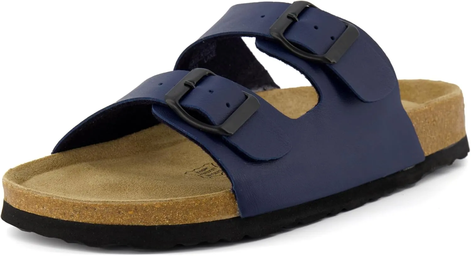 CUSHIONAIRE Lane Cork Footbed Sandals for Women – Comfortable Double Buckle Slip-On with Genuine Suede Footbed & Arch Support Slides for Women Footwear