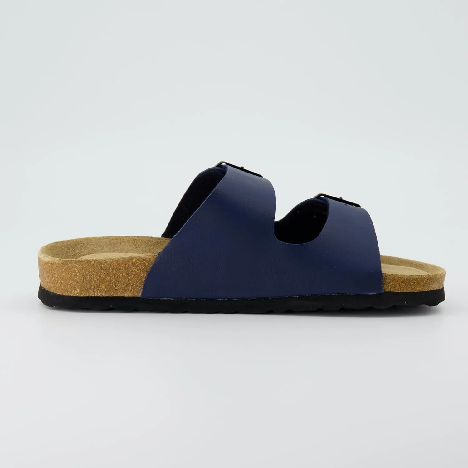 CUSHIONAIRE Lane Cork Footbed Sandals for Women – Comfortable Double Buckle Slip-On with Genuine Suede Footbed & Arch Support Slides for Women Footwear