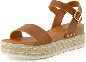 CUSHIONAIRE Melissa Espadrille Platform Sandals For Women with Adjustable Ankle Strap and Memory Foam Insole-Comfortable Womens Sandals for Summer