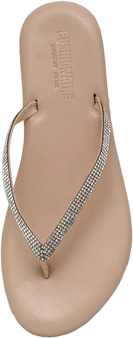 CUSHIONAIRE Women's Ciara Jeweled Flip Flop Sandal with Memory Foam