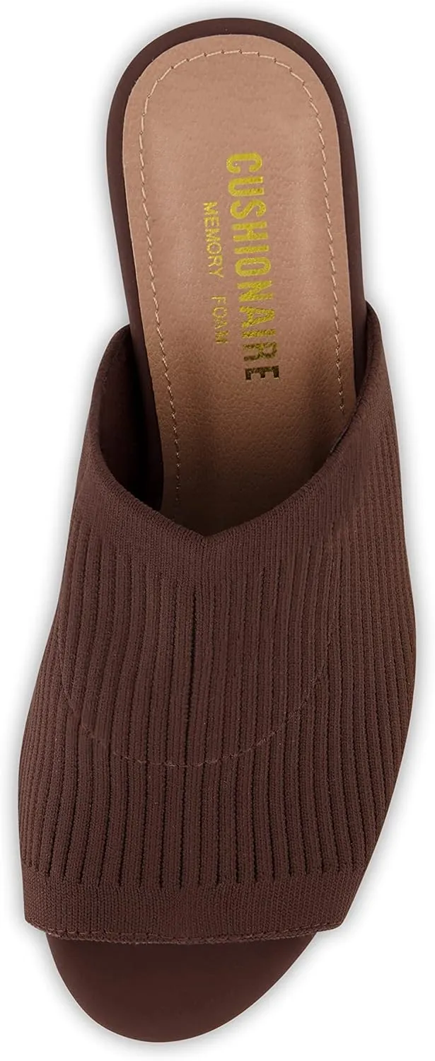 CUSHIONAIRE Women's Nima Knit Heel Sandal  Memory Foam, Wide Widths Available