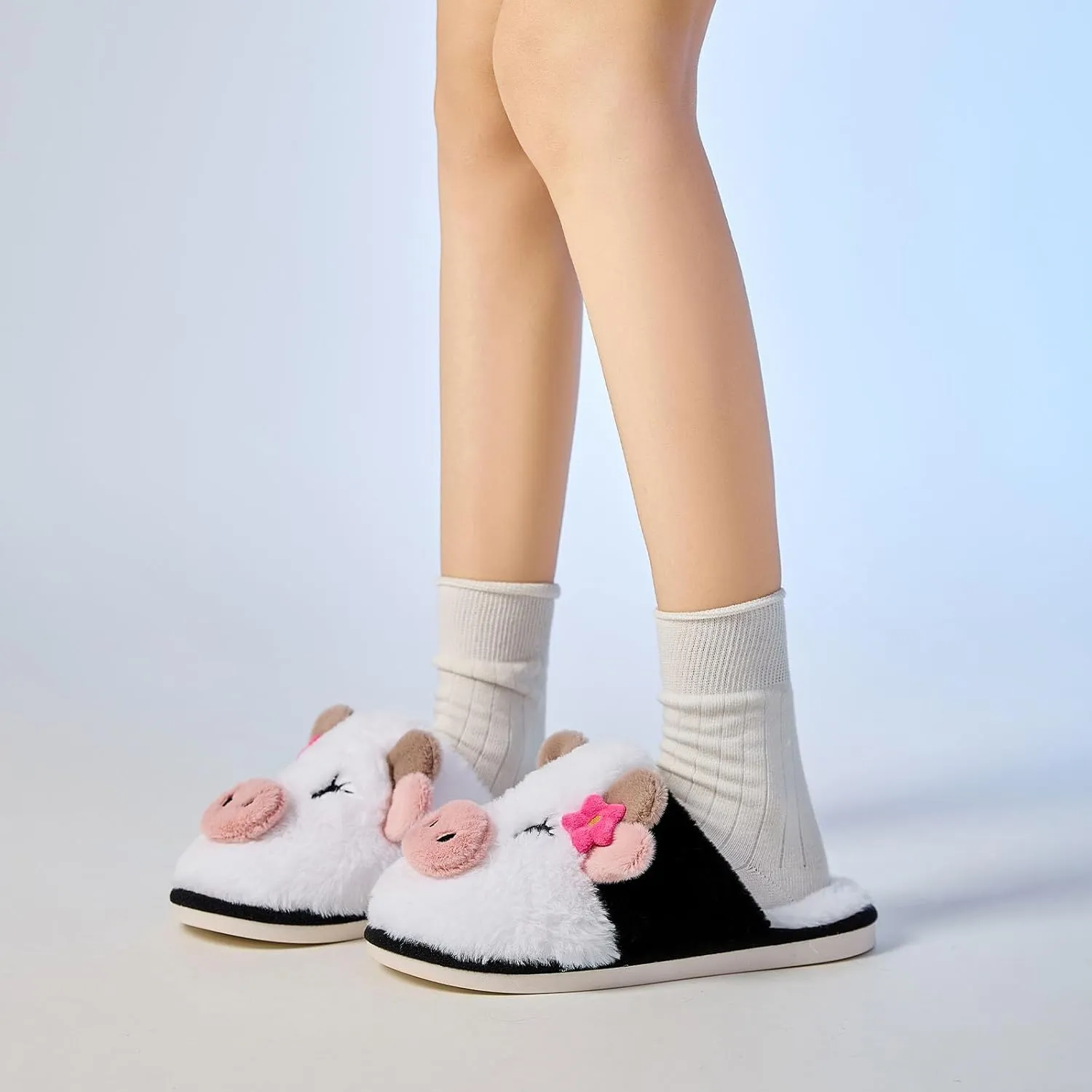Cute Cow Slippers for Women, Indoor House Slippers, Platform Sole