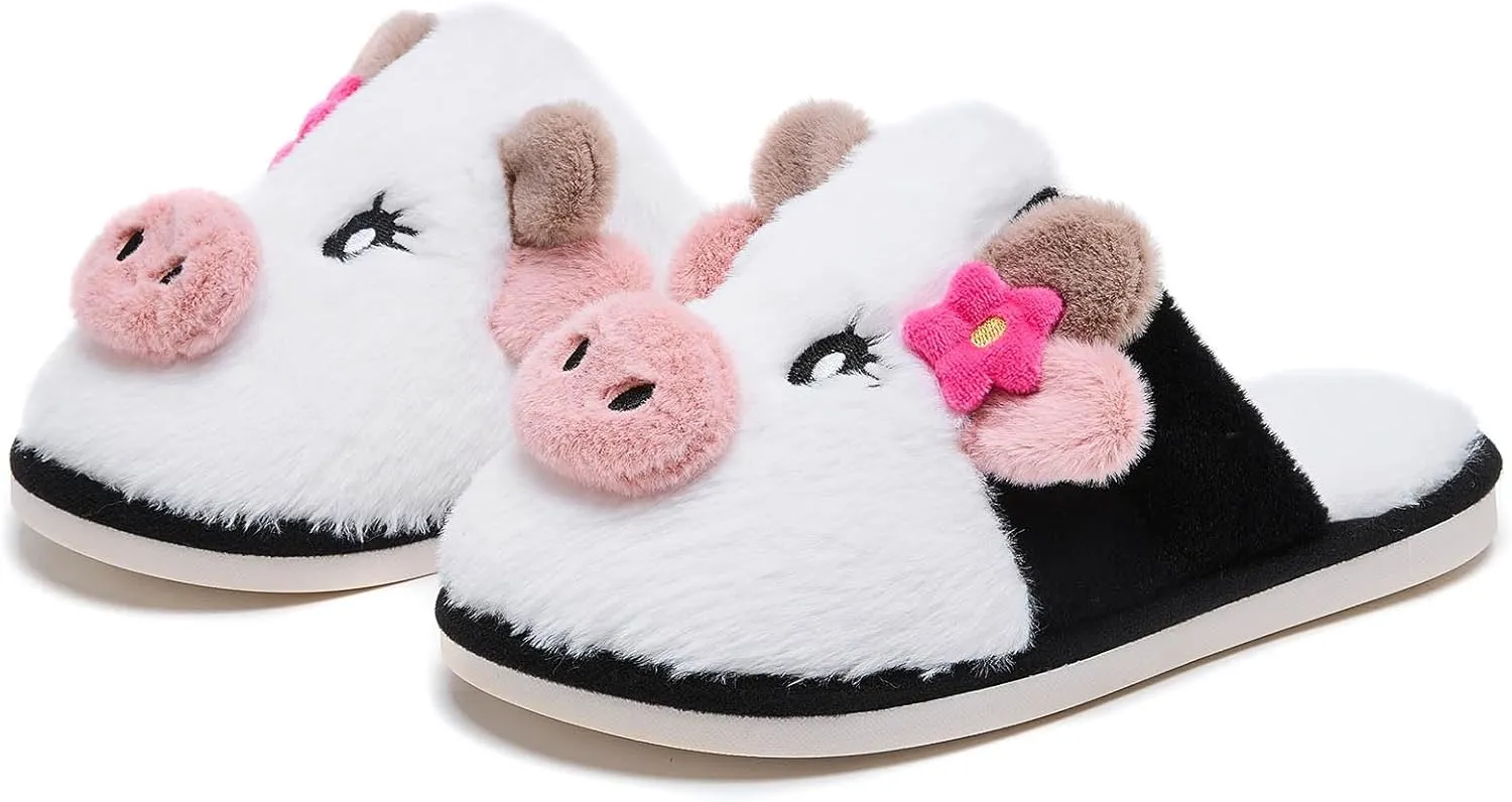 Cute Cow Slippers for Women, Indoor House Slippers, Platform Sole