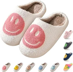 Cute Smile Face Kids' Plush Happy Face Slippers - Non-Slip, Warm, Indoor/Outdoor