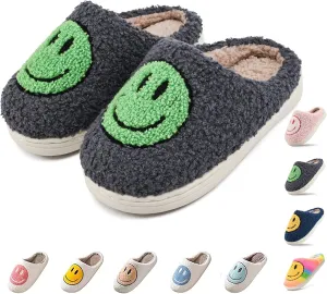 Cute Smile Face Kids' Plush Happy Face Slippers - Non-Slip, Warm, Indoor/Outdoor