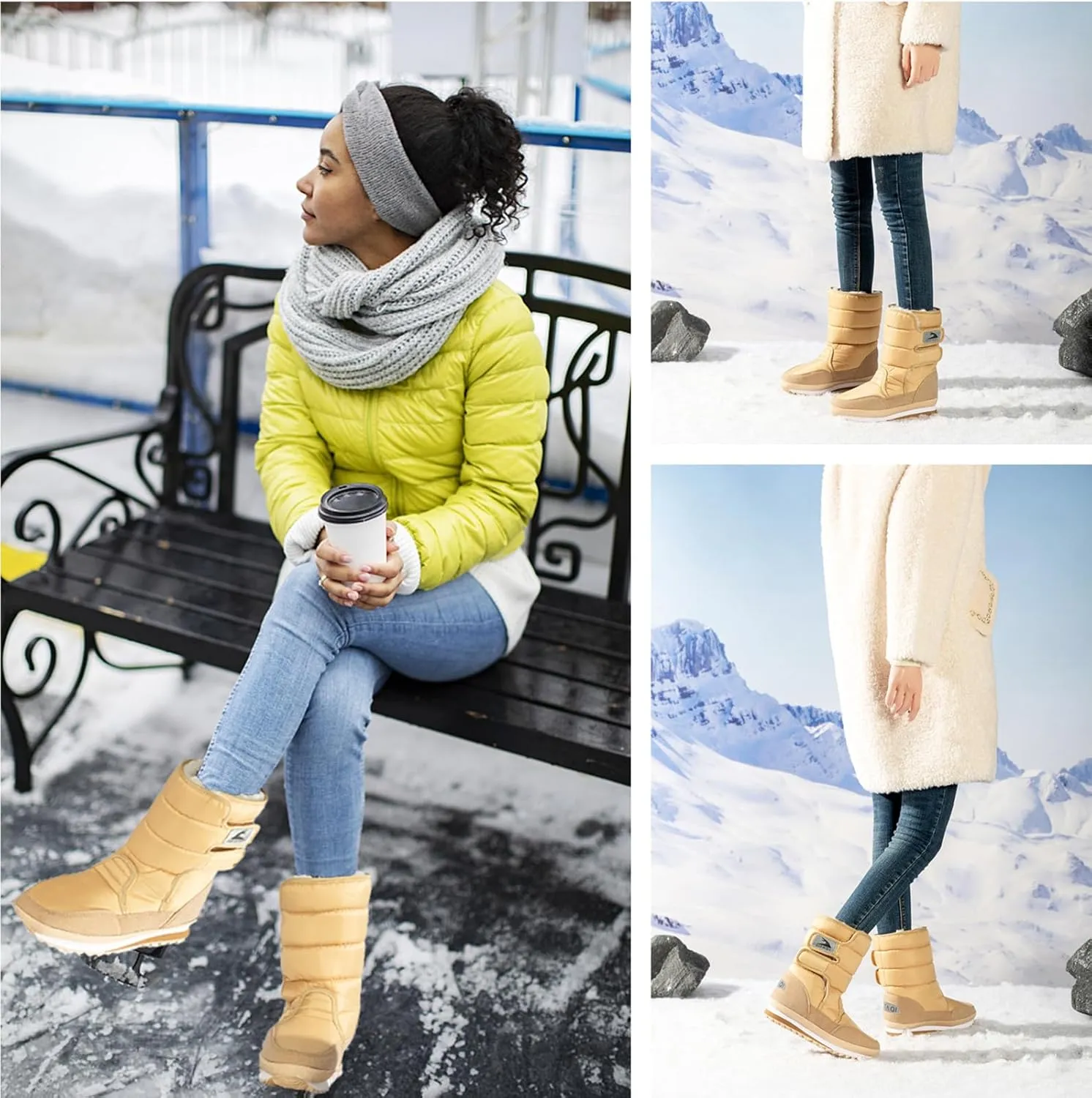 DADAWEN Women's Waterproof Frosty Snow Boot