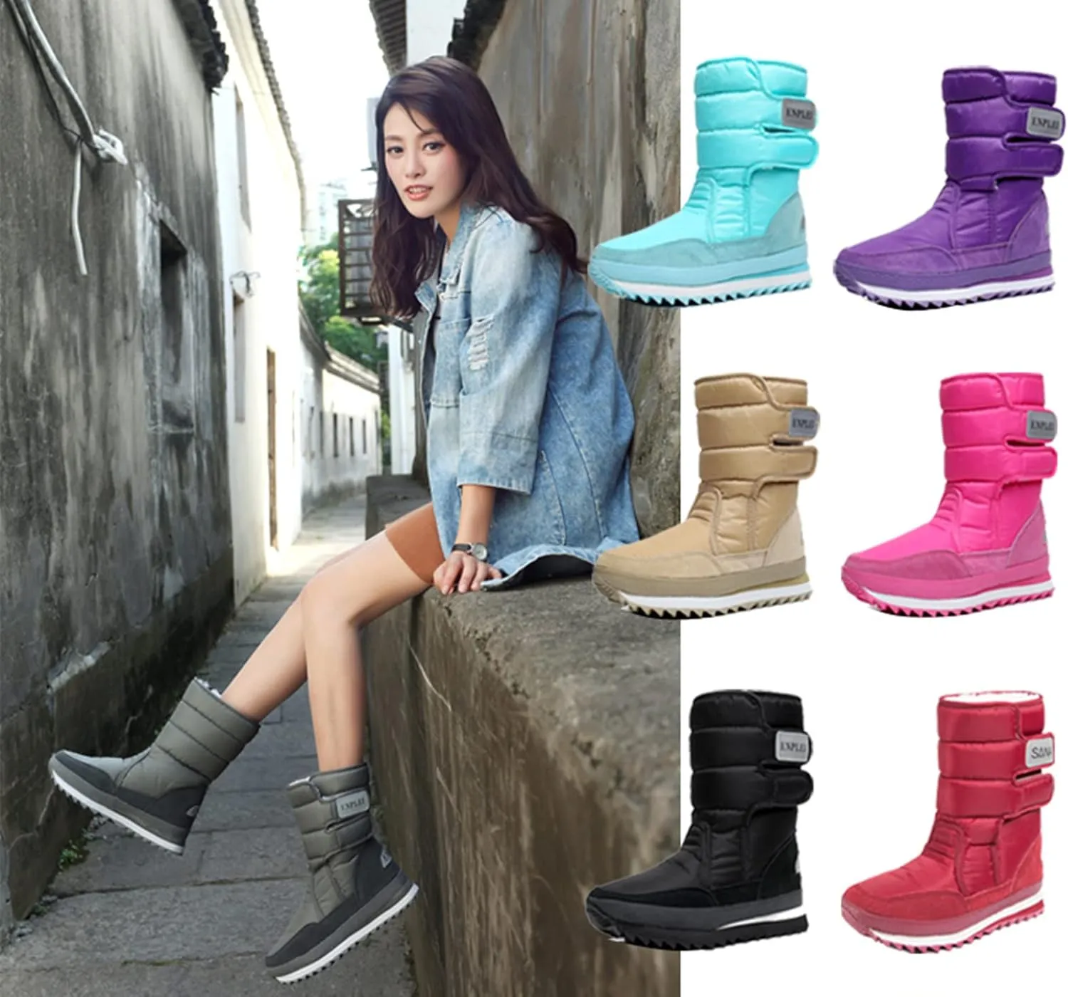 DADAWEN Women's Waterproof Frosty Snow Boot