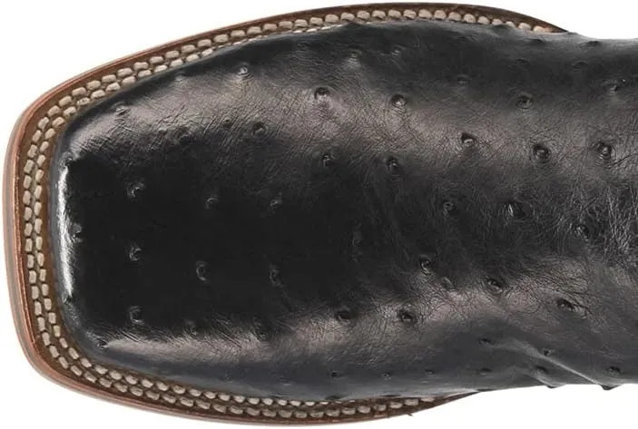 Dan Post Mens Alamosa Embroidered Ostrich Square Toe Pull On Dress Boots Mid Calf - Brown