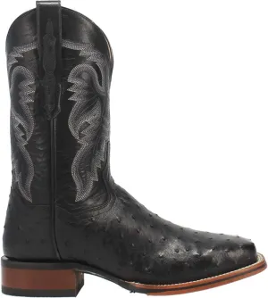 Dan Post Mens Alamosa Embroidered Ostrich Square Toe Pull On Dress Boots Mid Calf - Brown