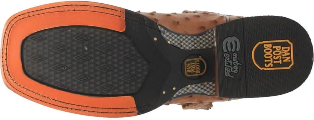 Dan Post Mens Alamosa Embroidered Ostrich Square Toe Pull On Dress Boots Mid Calf - Brown