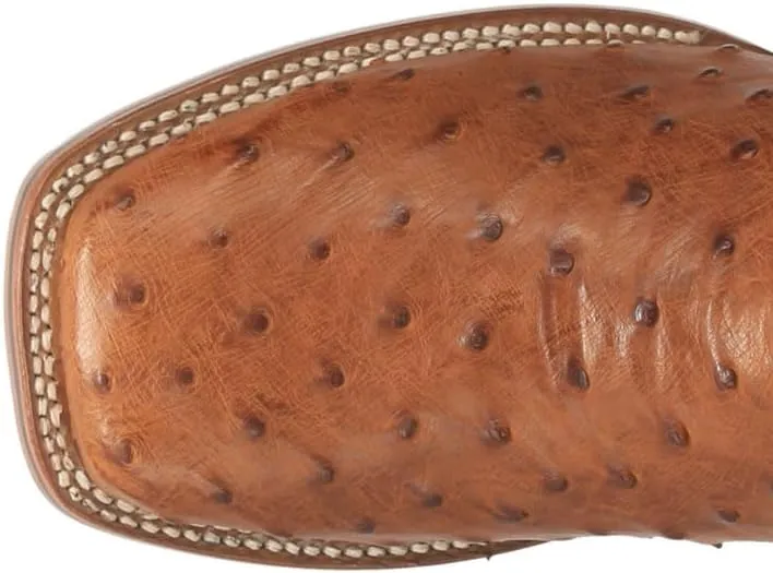 Dan Post Mens Alamosa Embroidered Ostrich Square Toe Pull On Dress Boots Mid Calf - Brown