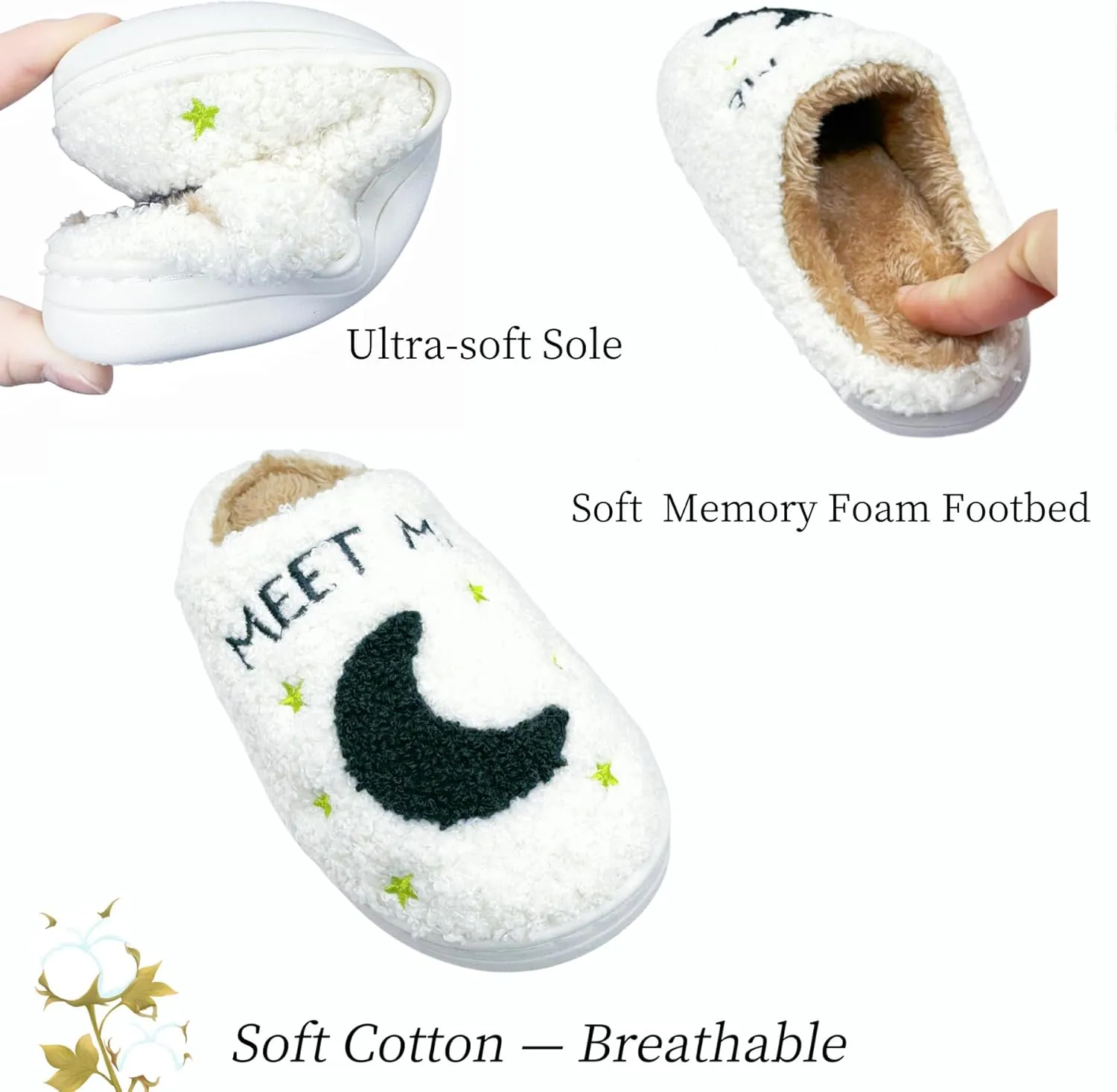 DCLTD Smile Face Slipper Women Slide Kids Fuzzy Slides with Soft Memory Foam Comfort Cotton Slip on Warm Slipper Anti-Slip Soft Sole Slippers for Kids Women Slip-in Men