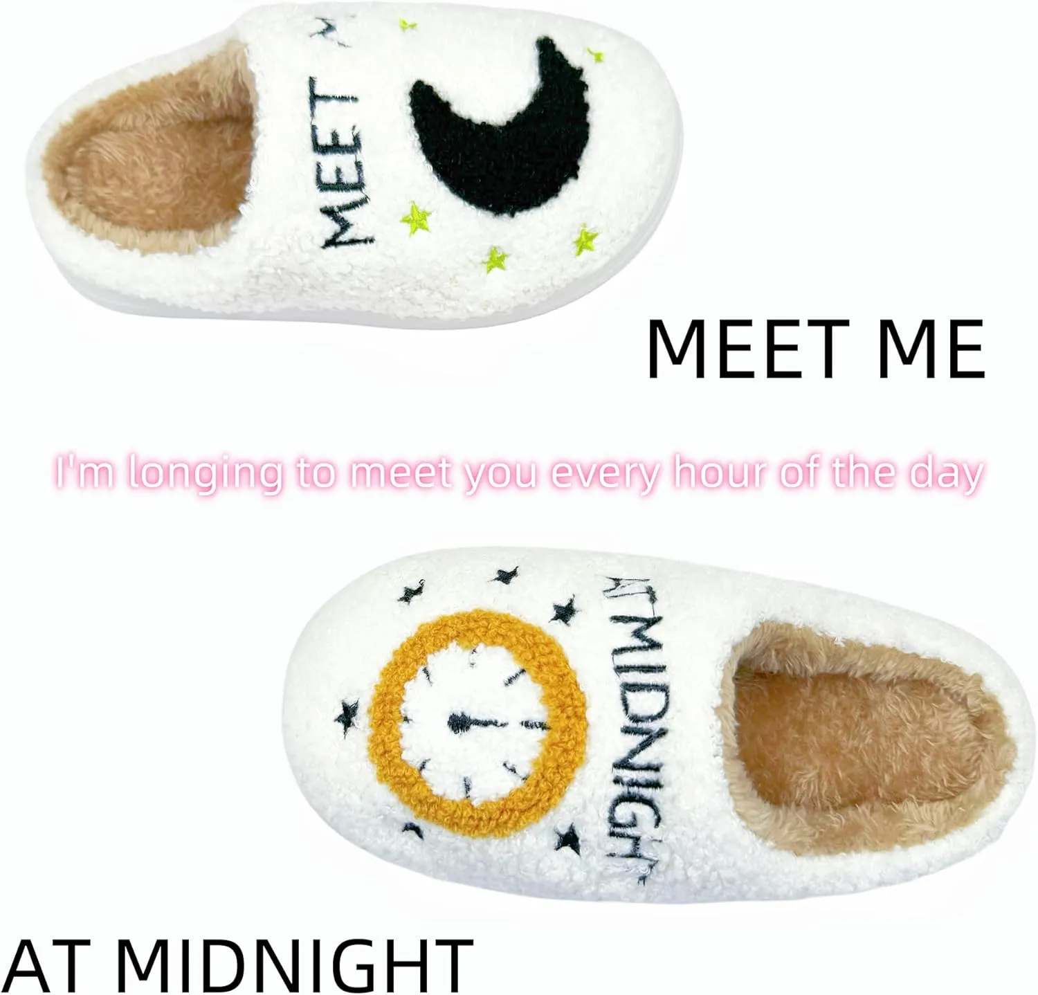 DCLTD Smile Face Slipper Women Slide Kids Fuzzy Slides with Soft Memory Foam Comfort Cotton Slip on Warm Slipper Anti-Slip Soft Sole Slippers for Kids Women Slip-in Men