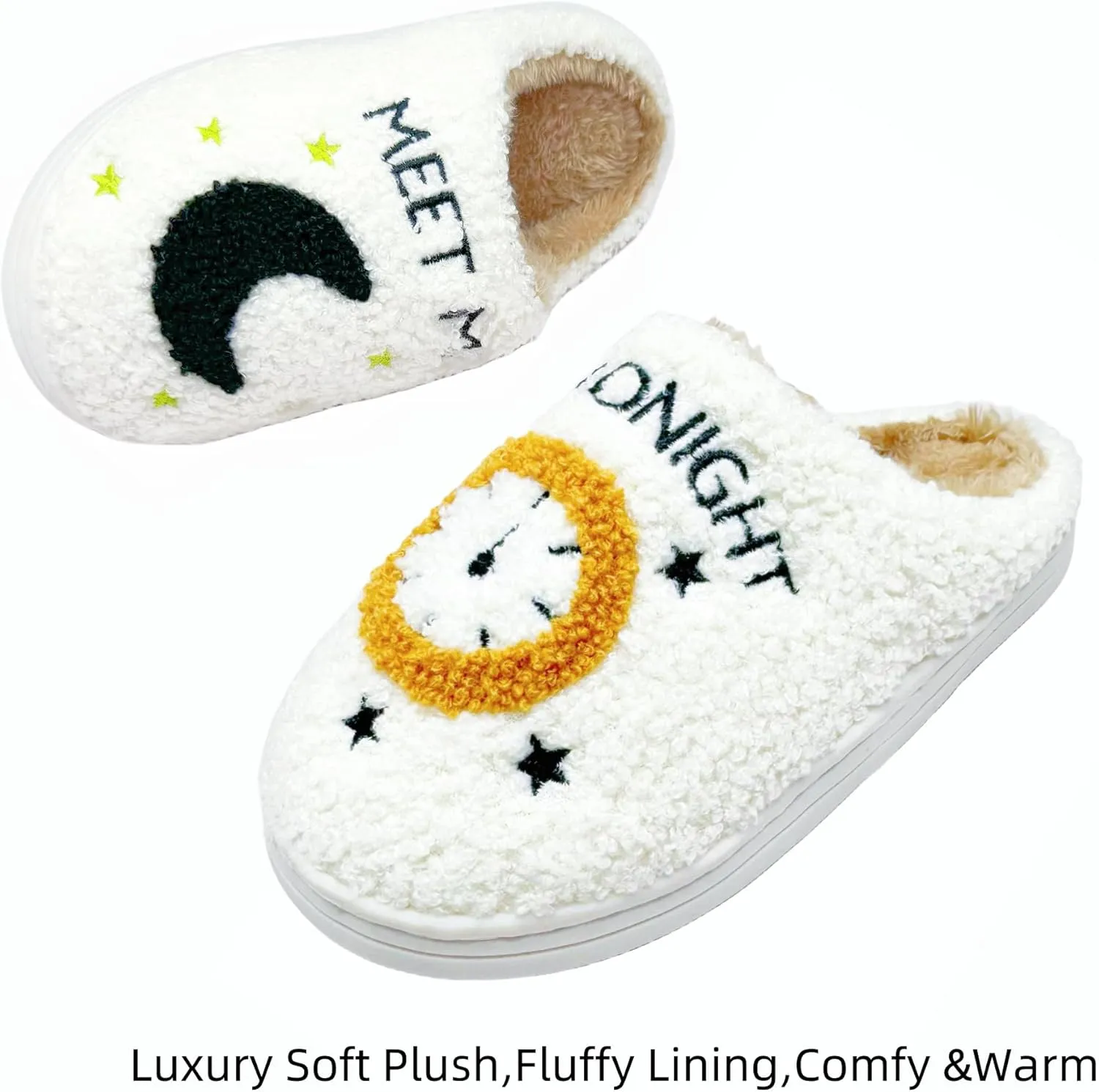 DCLTD Smile Face Slipper Women Slide Kids Fuzzy Slides with Soft Memory Foam Comfort Cotton Slip on Warm Slipper Anti-Slip Soft Sole Slippers for Kids Women Slip-in Men