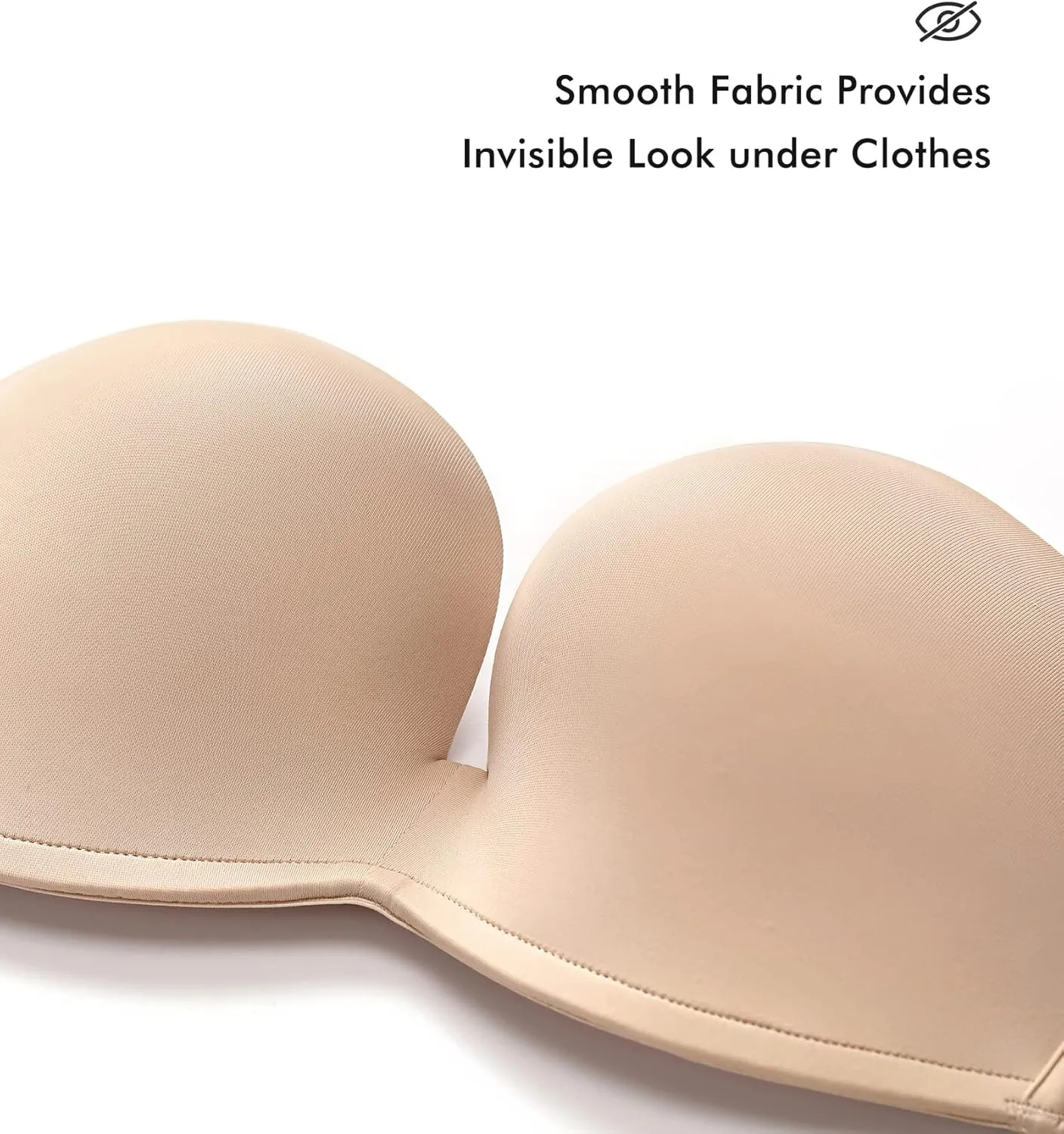DELIMIRA Women's Strapless Bra Plunge Push Up for Big Busted Seamless Slightly Lined Support Lift Plus Size Invisible