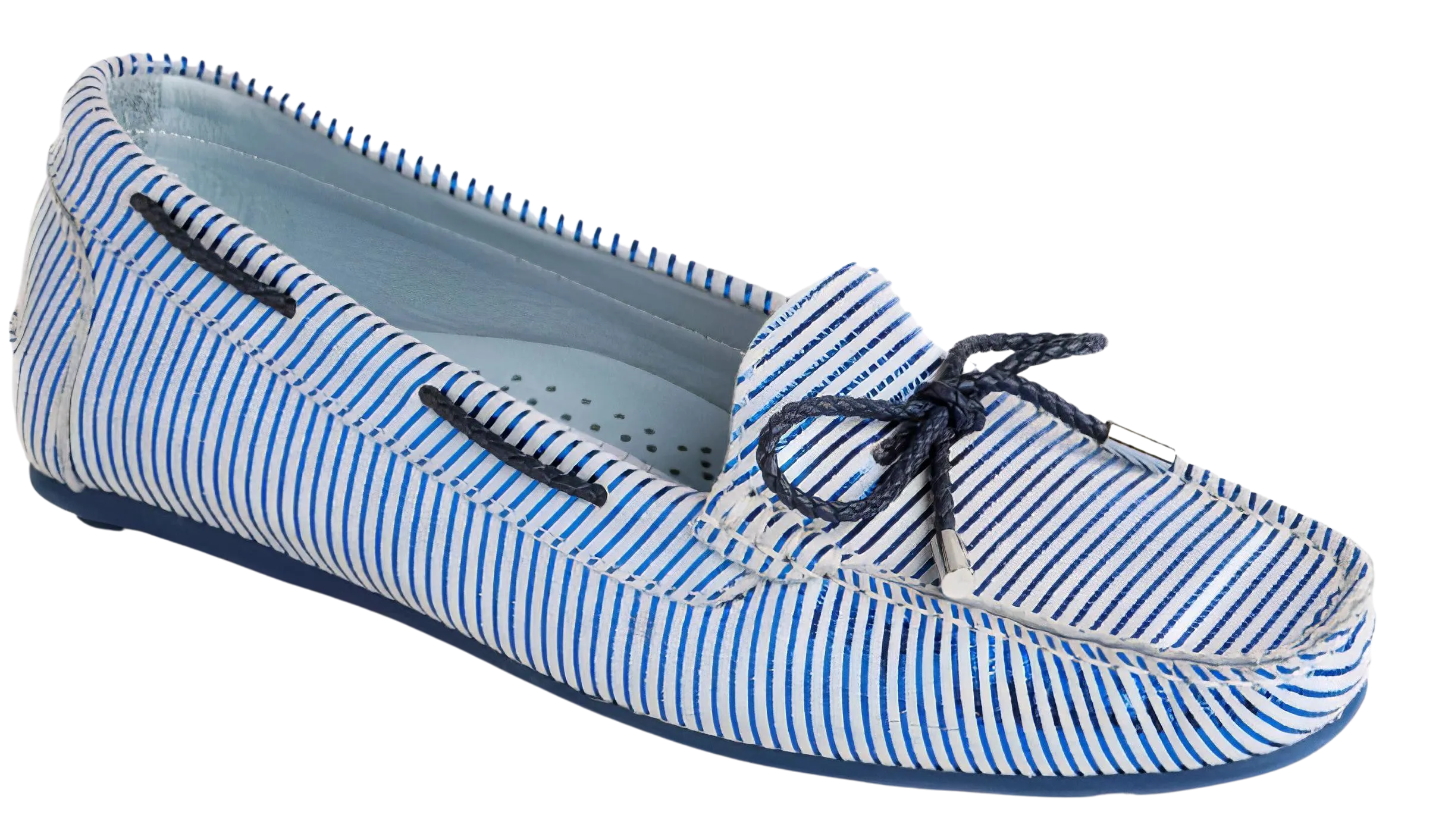 DI CHENZO Women's 1255 Blue Shiny Leather Loafer