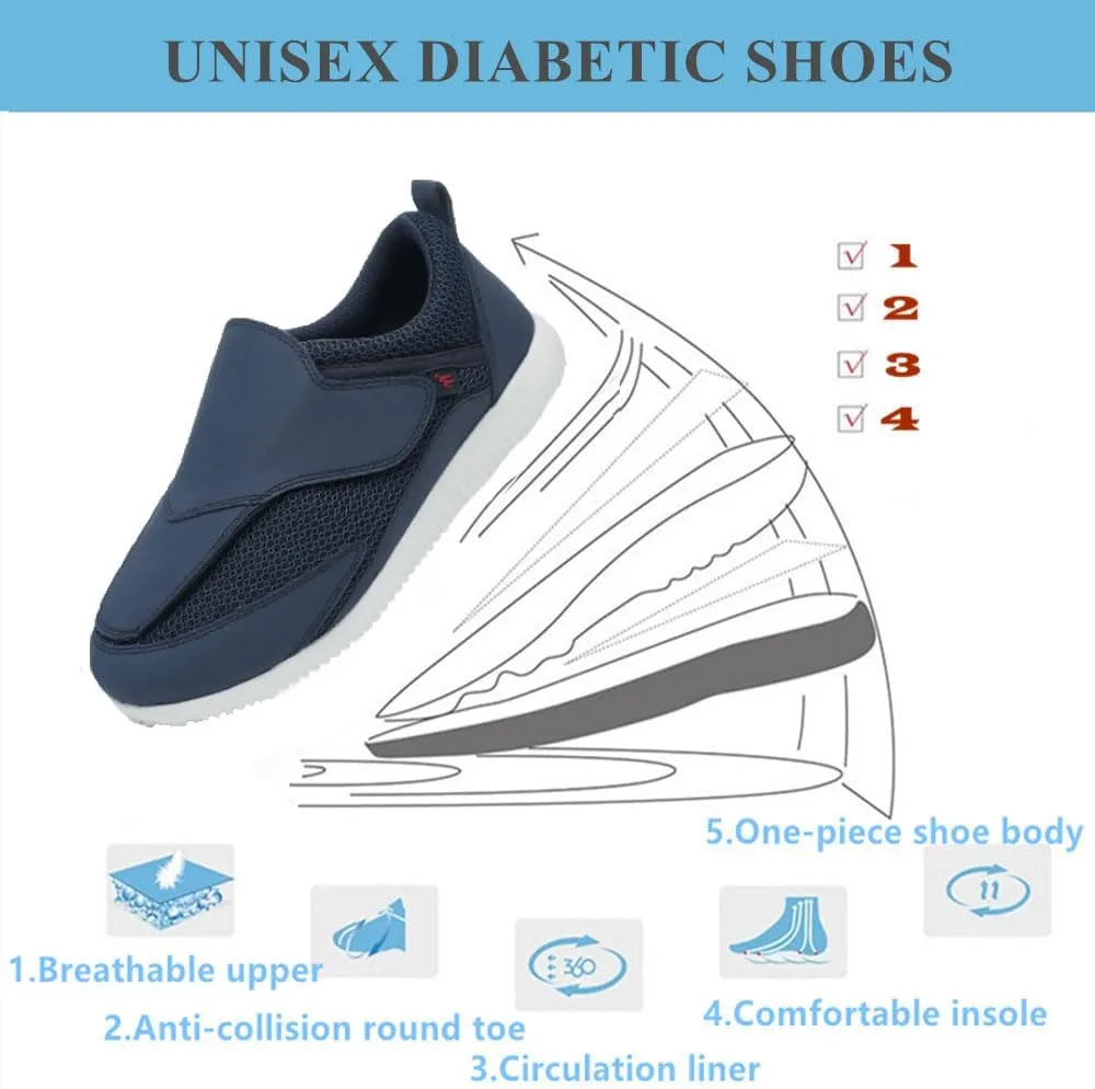 Diabetic Shoes for Women Extra Wide Adjustable Walking Shoes Slip-on Shoes for Swollen Feet for Elderly Soft Reduce Pain Caused by Friction Blue (8.5)