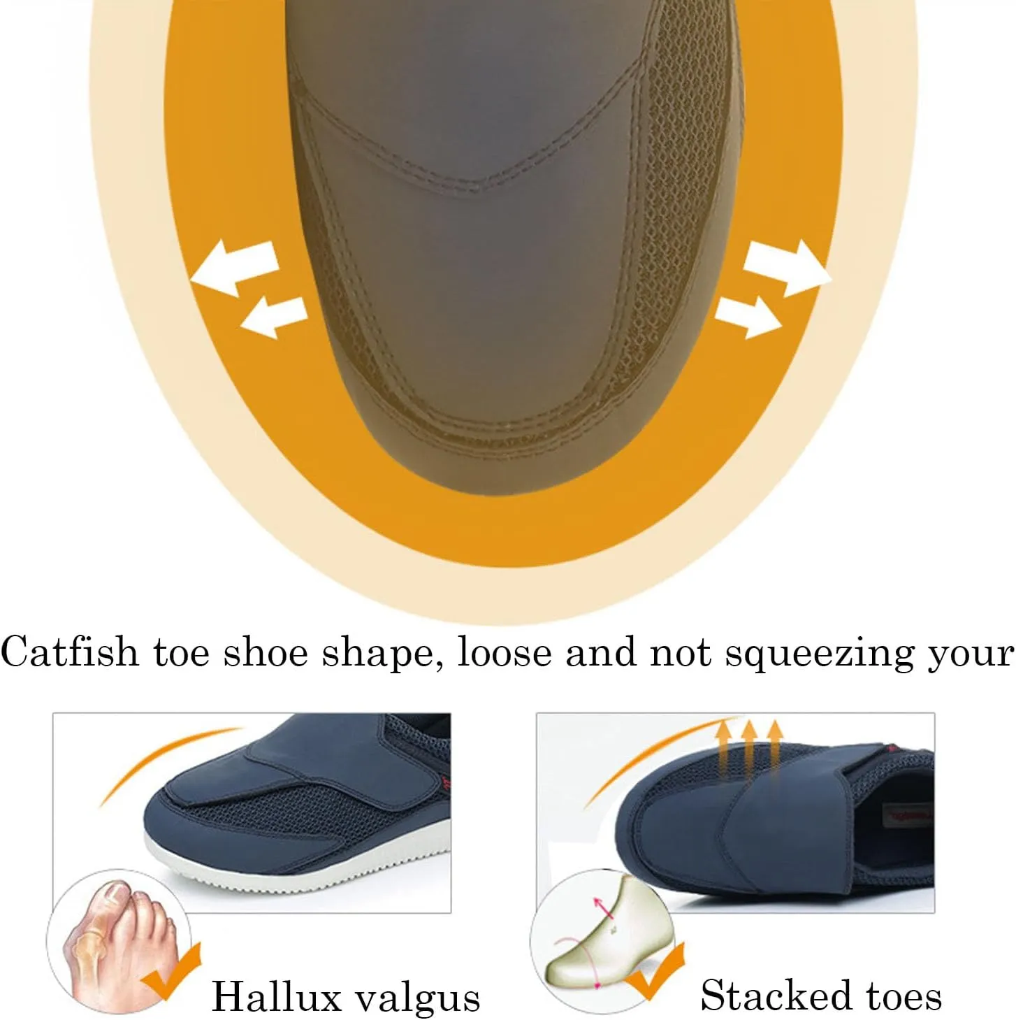 Diabetic Shoes for Women Extra Wide Adjustable Walking Shoes Slip-on Shoes for Swollen Feet for Elderly Soft Reduce Pain Caused by Friction Blue (8.5)