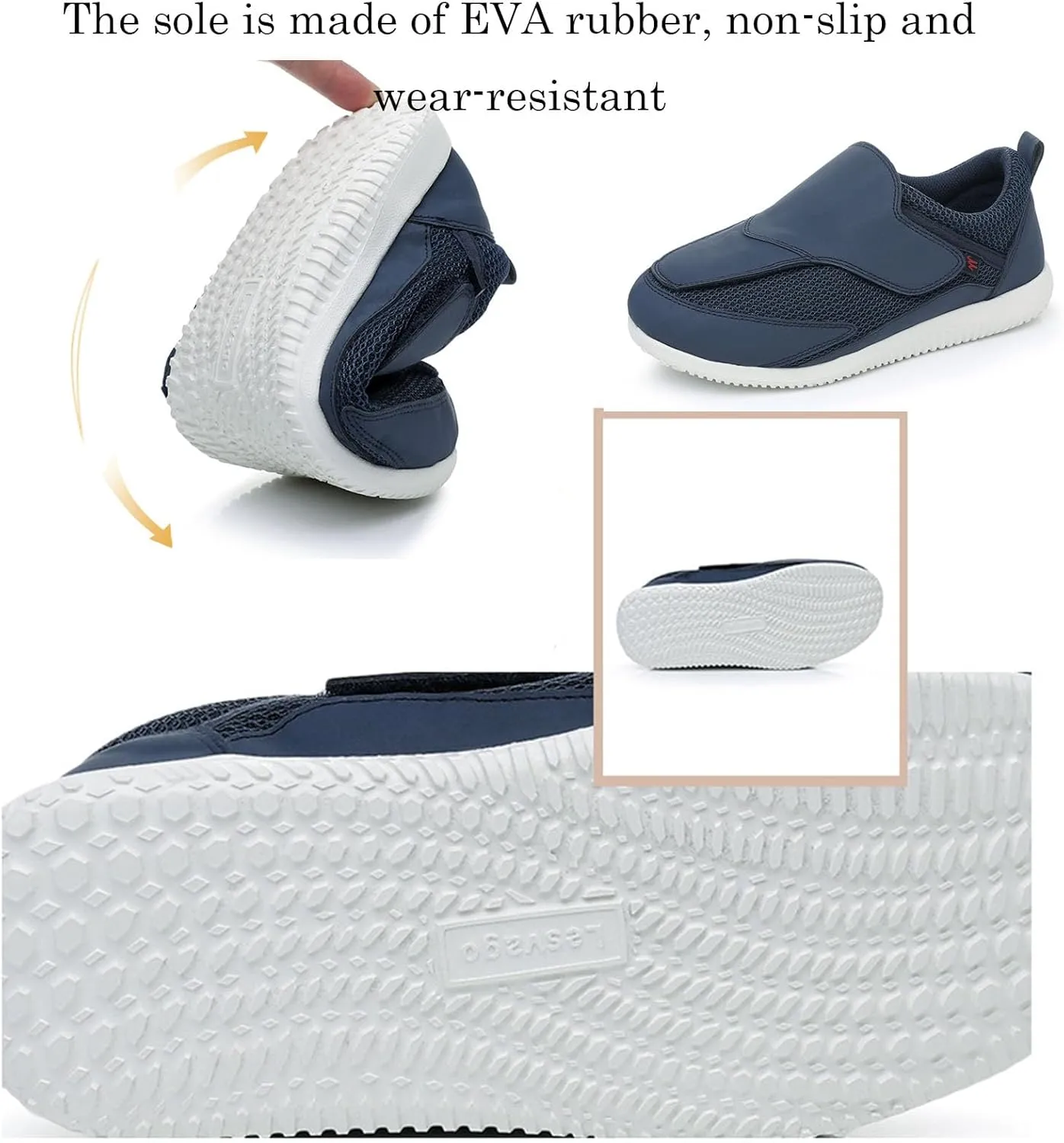 Diabetic Shoes for Women Extra Wide Adjustable Walking Shoes Slip-on Shoes for Swollen Feet for Elderly Soft Reduce Pain Caused by Friction Blue (8.5)