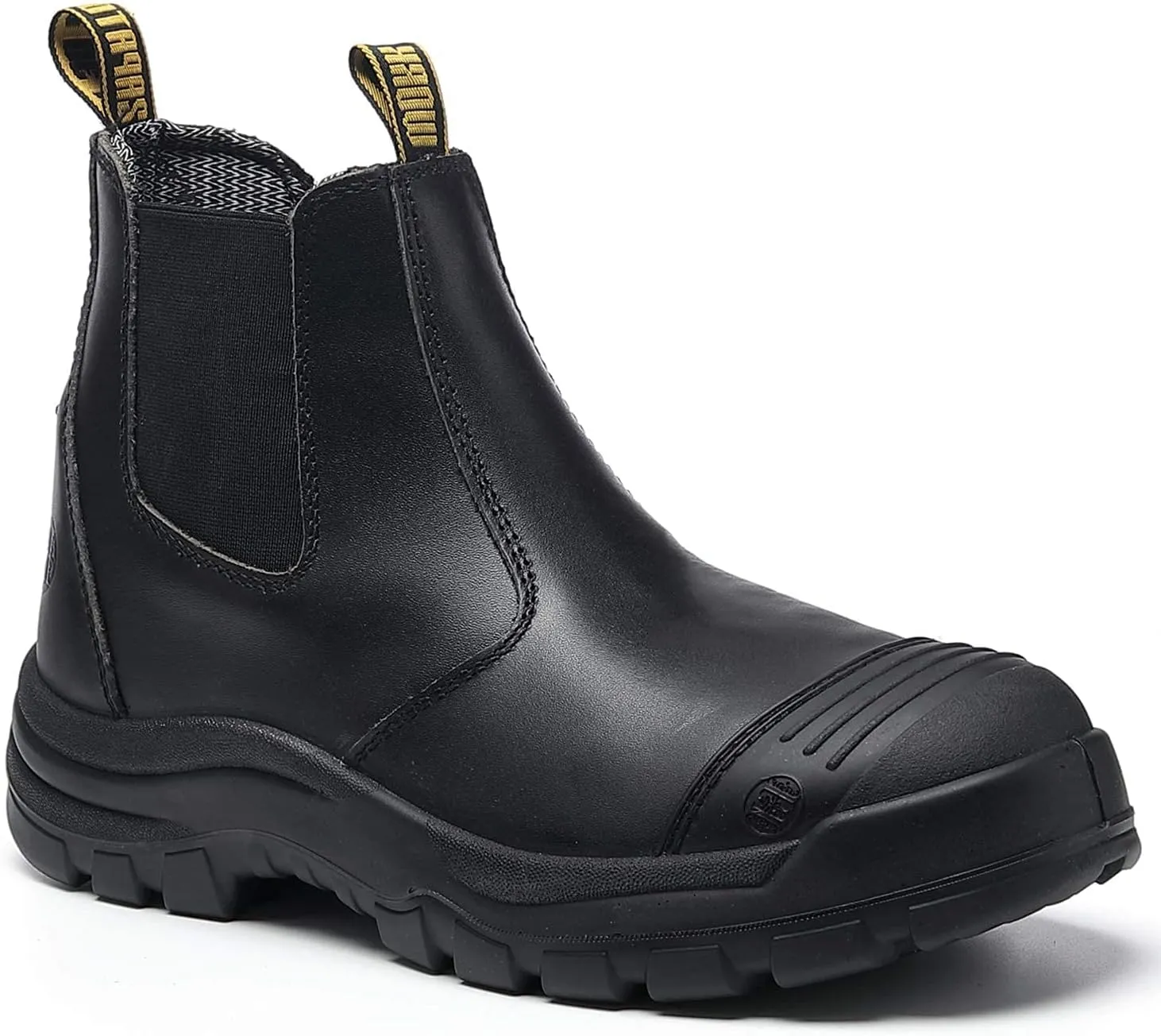 DIIG Work Boots for Men, Steel/Soft Toe Waterproof Working Boots, Slip Resistant Anti-Static Slip-on Safety Working Shoes