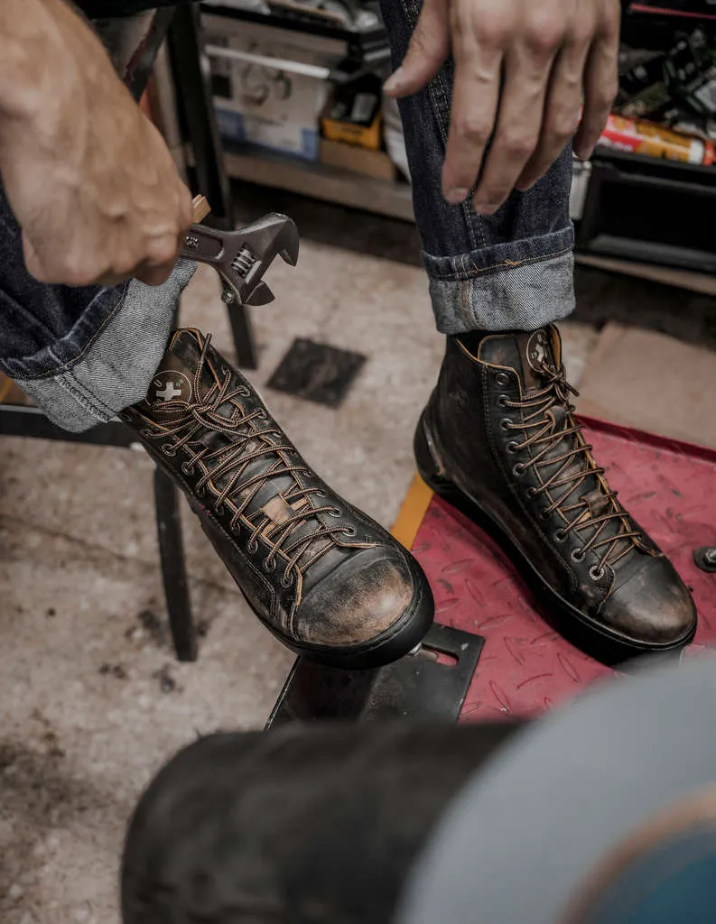 Distressed Geniune Leather Motorcycle Sneakers
