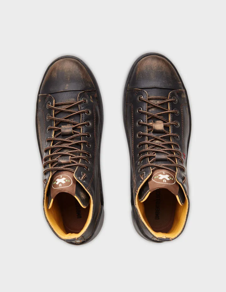 Distressed Geniune Leather Motorcycle Sneakers