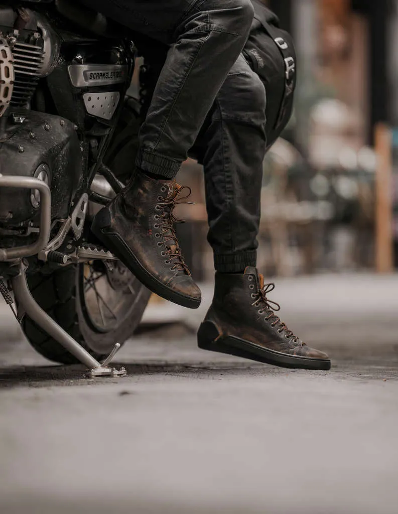 Distressed Geniune Leather Motorcycle Sneakers