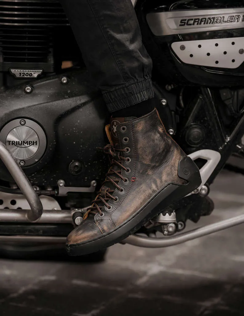 Distressed Geniune Leather Motorcycle Sneakers