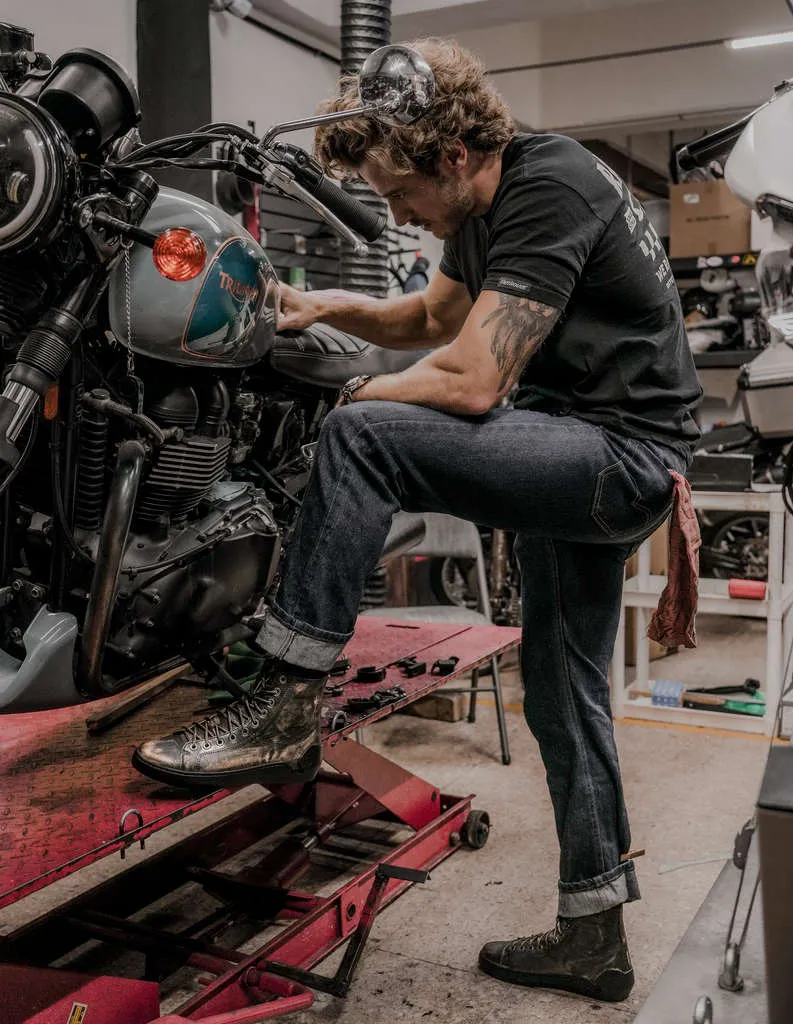 Distressed Geniune Leather Motorcycle Sneakers
