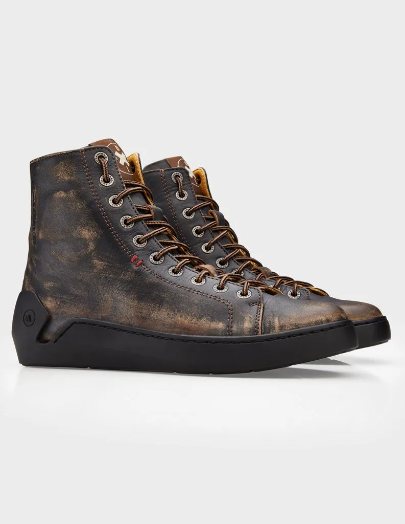 Distressed Geniune Leather Motorcycle Sneakers