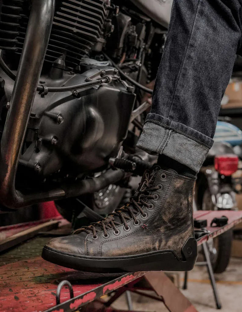 Distressed Geniune Leather Motorcycle Sneakers