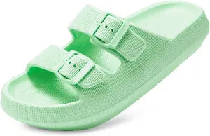 Dodow Womens Slide Sandals Adjustable Soft Cloud Comfort Slip On Flat Sandals